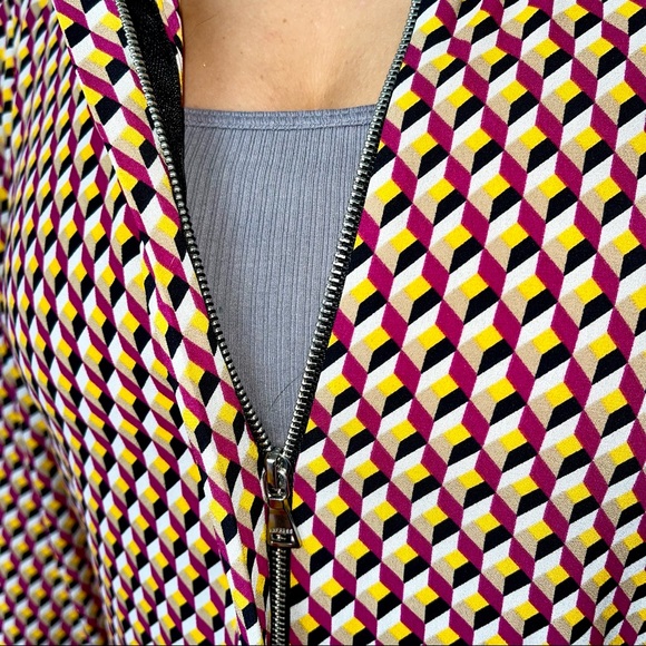 Express special edition retro print long sleeve blouse size L 1970s vibe - Picture 2 of 5